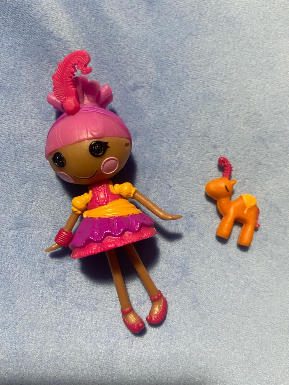 LalaLoopsy Sahara Mirage Pink and Purple Mini Doll with Orange Camel Pet Popcorn